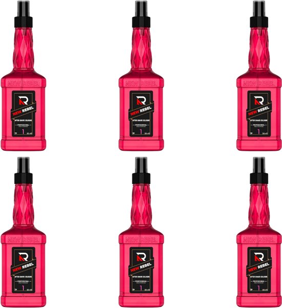 New Rebel After Shave Cologne Nr. 1 – 6 x 350 ml – Fris & Mannelijk – Verkoelend & Kalmerend – Professionele Aftershave Heren