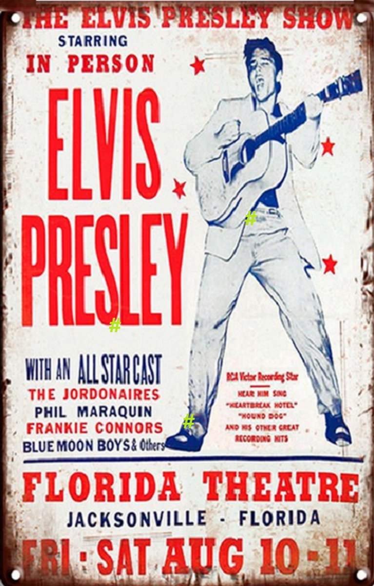 Elvis Concert Ticket Metalen Wandbord, Maat:20x30 cm Bands-Artiest-Muziek-Werkplaats-Garage-Classic Car-oldtimer-Man Cave-Wandbord Mancave-Kroeg decoratie-Tekstbord-Metalen wanddecoratie