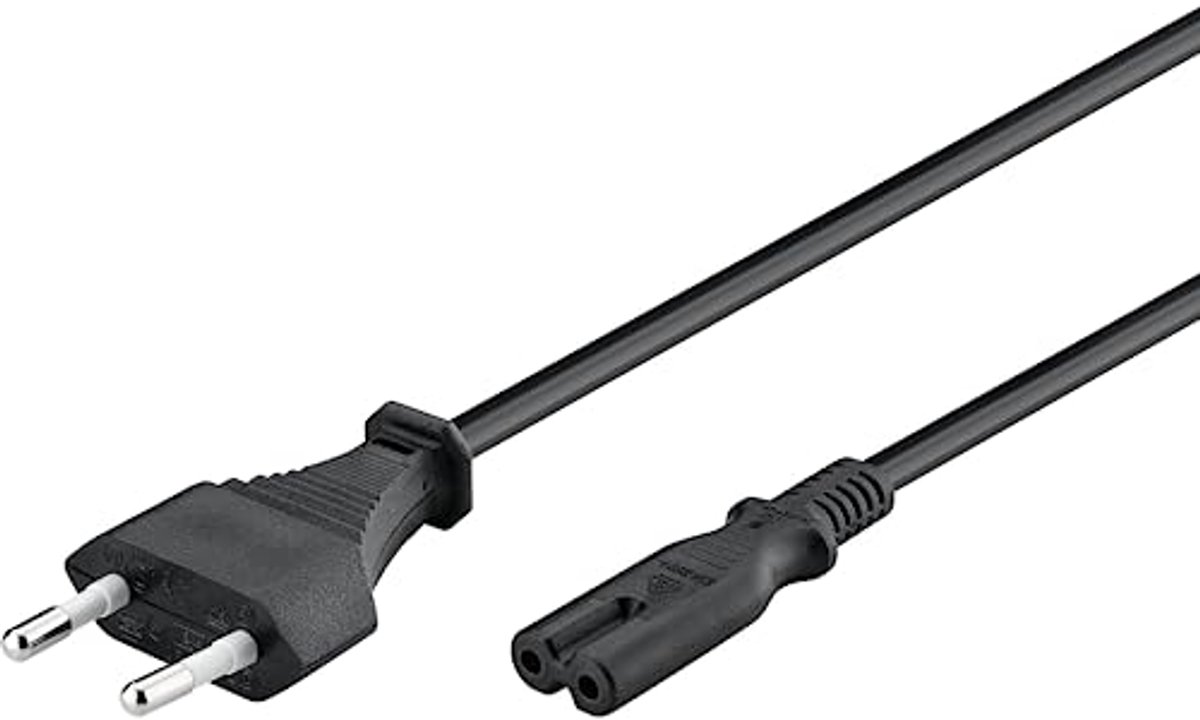 Euro netsnoer type C & C7 - Universele stroomkabel 1,8 m - Zwart