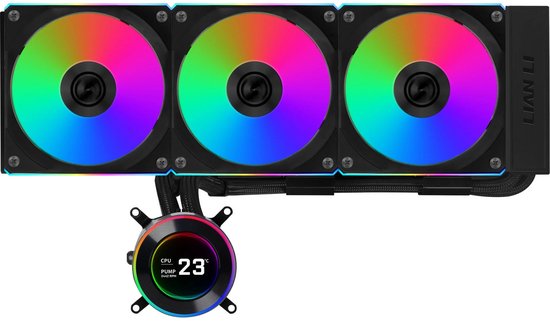 Lian Li Hydroshift II LCD-C 360CL Black - Afmeting radiator: 360 mm - voor Intel LGA: 1851, 1700 - AMD AM5, AM4 - 2.1-inch IPS LCD-scherm - 3x 120 mm UNI FAN CL Wireless FAN's - L-Connect 3 software - zwart