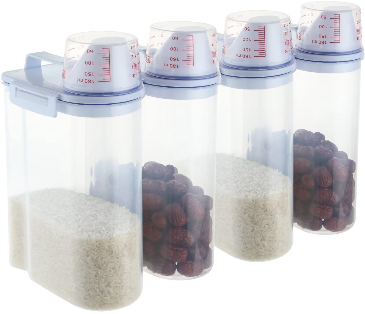 Ibenzoa® Set van vier luchtdichte voedselcontainers van 2 liter met maatbeker