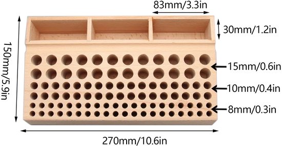 Porte-outils en Cuir 98 trous, Outils en bois, boîte de rangement en bois, organisateur