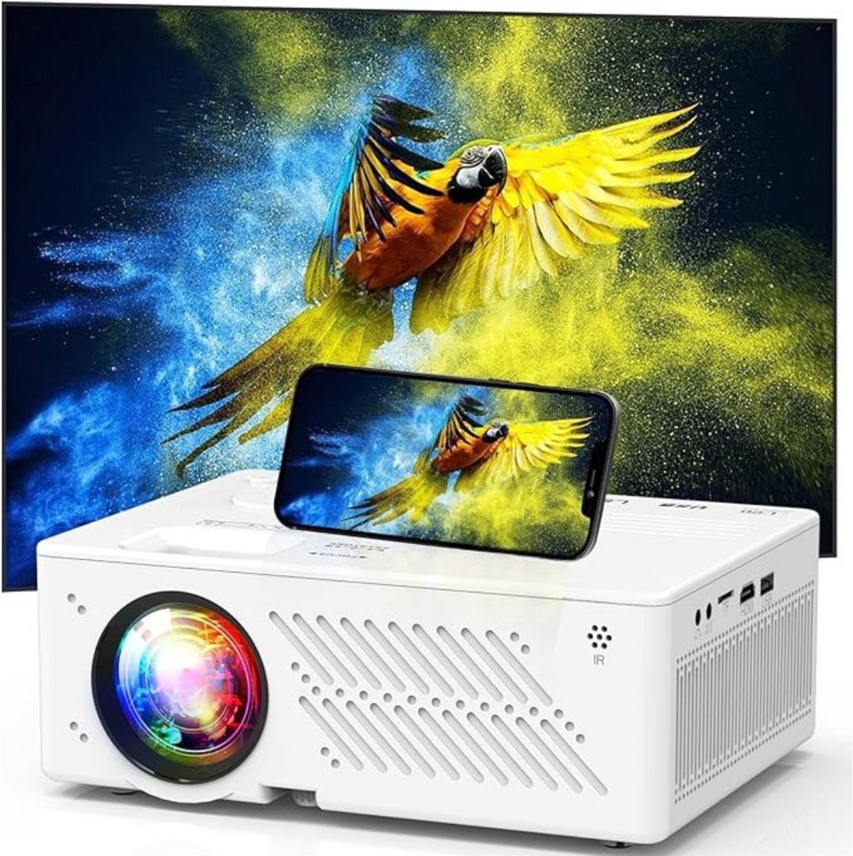 SCH® Draagbare beamer - Beamer - Projector - Mini Beamer - Wit - 26cm x 25cm x 12cm