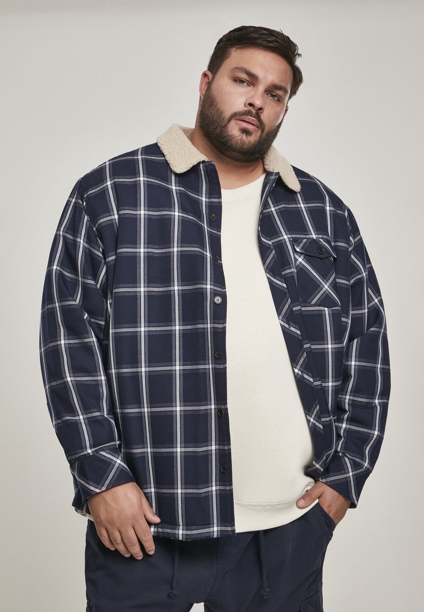 Urban Classics Sherpa Lined Shirt Jacket L Blauw