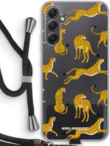 Case Company® - Coque Samsung Galaxy A34 avec cordon - Léopard - Coque de téléphone avec cordon Zwart - Protection sur tous les côtés et sur le bord de l'écran