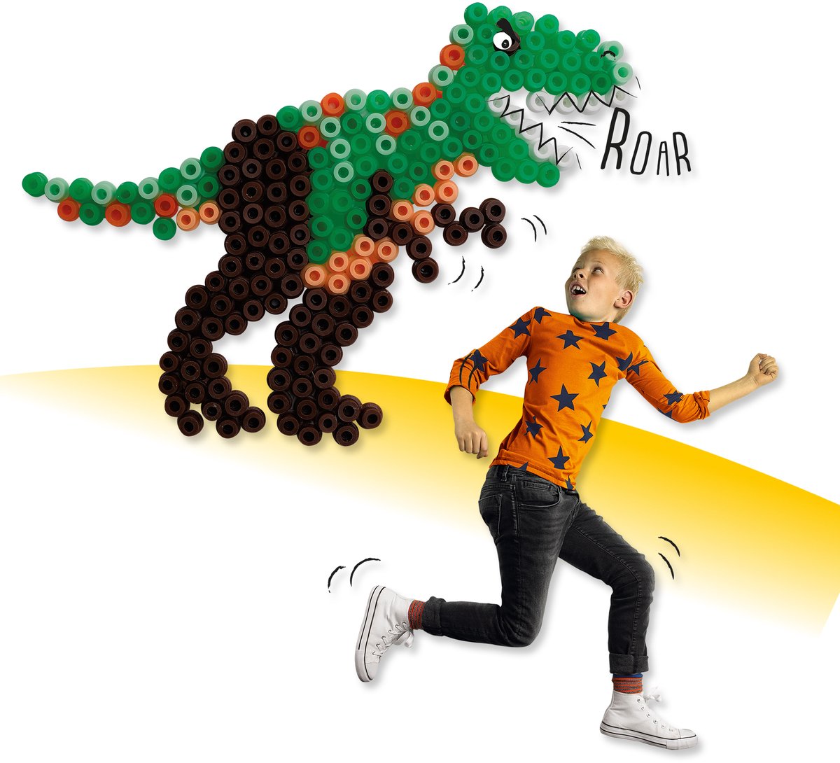 SES Creative - Beedz - Dino - T-Rex - 1200 Strijkkralen met Grondplaten en Strijkvellen - Vanaf 5 Jaar — afbeelding 3