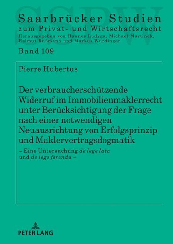 Saarbruecker Studien zum Privat- und Wirtschaftsrecht 109 -  ... - cover