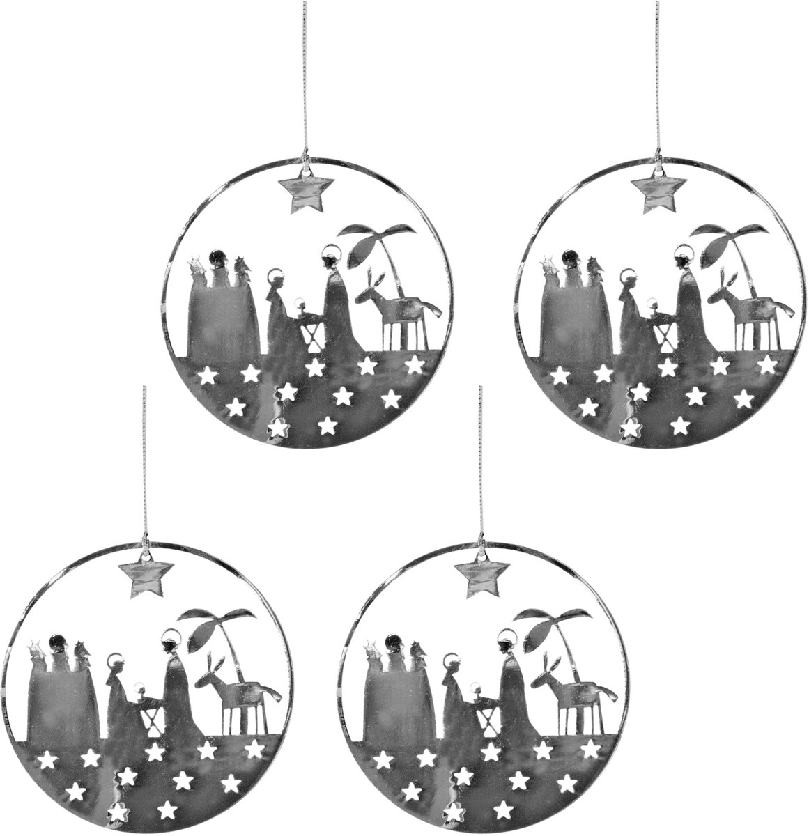 Kleine zilveren kribbetje kersthanger (set 4) - Pluto Design
