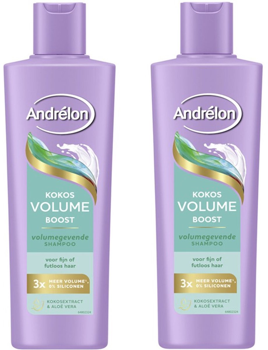 Andrélon Shampoo - Kokos Volume Boost - 2 x 250 ml - verrijkt met kokosextract en aloë vera