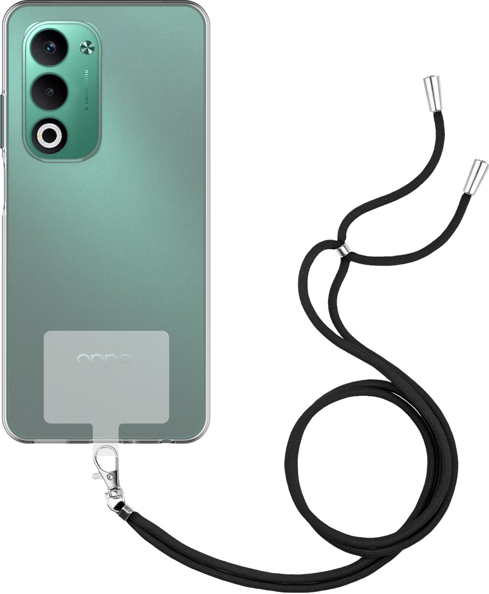 Cazy hoesje met koord geschikt voor Oppo A5 (5G) Hoesje met Koord - Flexibele Case - Transparant