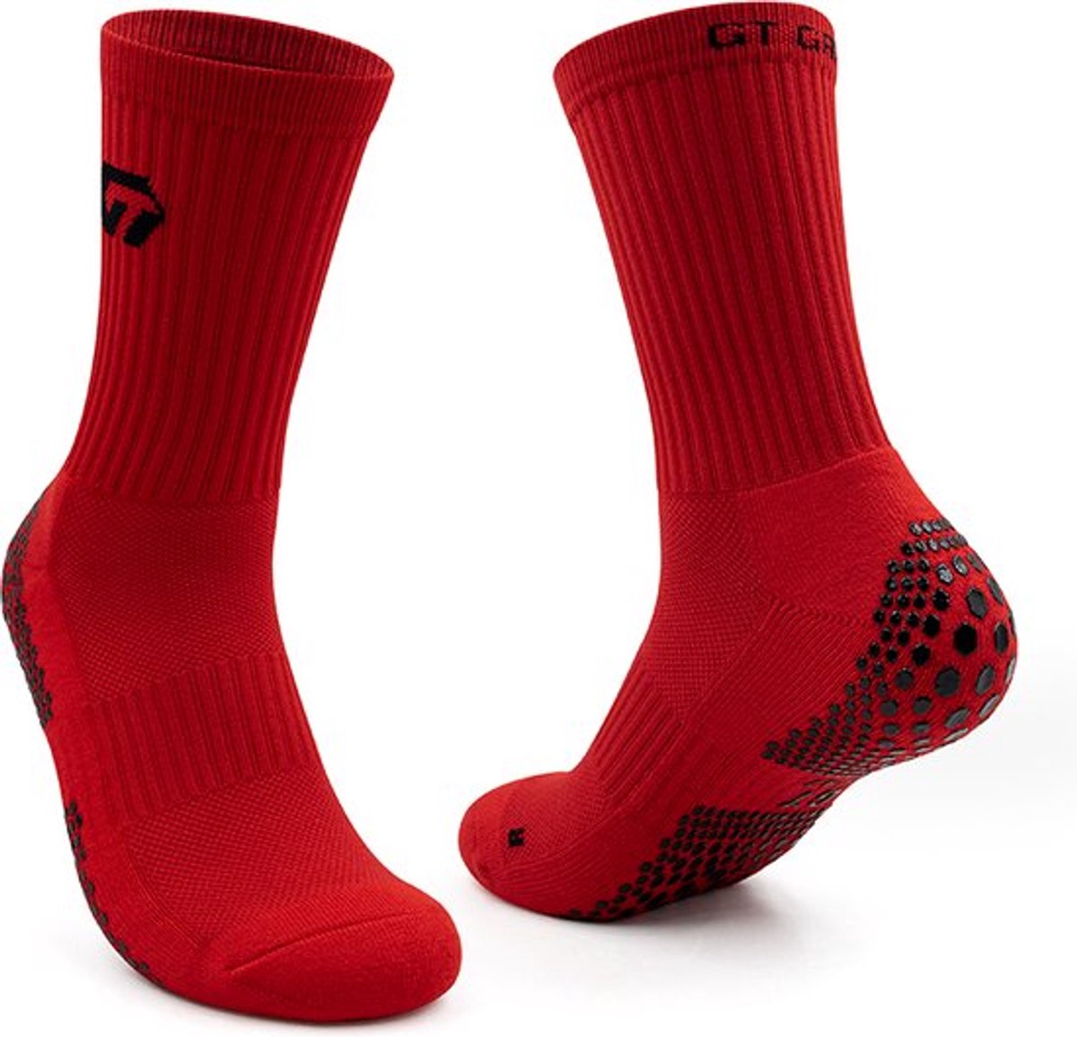 GT GRIP Socks - Gripsokken - Premium - 1 paar - Rood - Sportsokken - Voetbal gripsokken - Basket gripsokken - Padelsokken - Maat 34-37