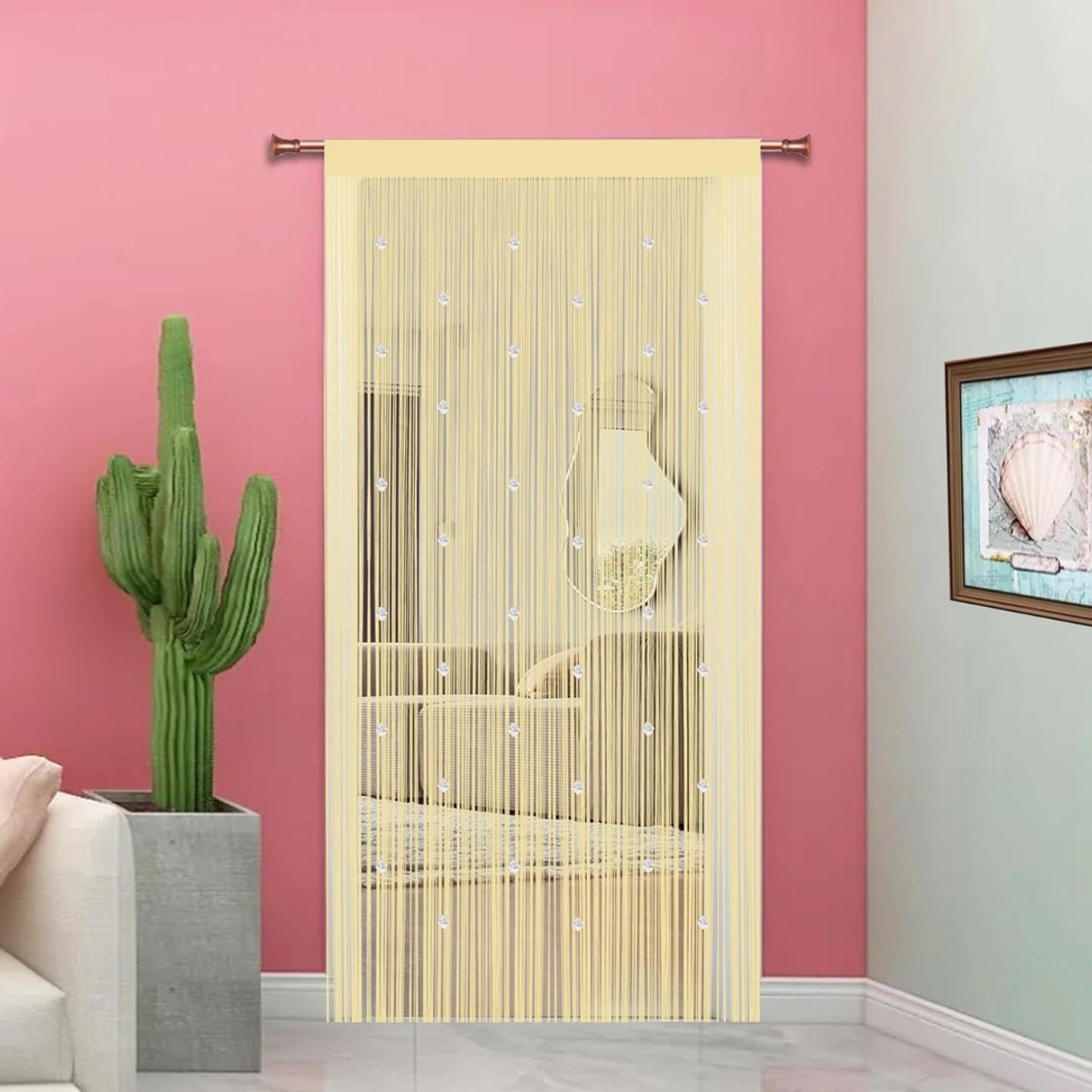 Deurgordijn Kralen - Macrame - 90x200cm - Beige