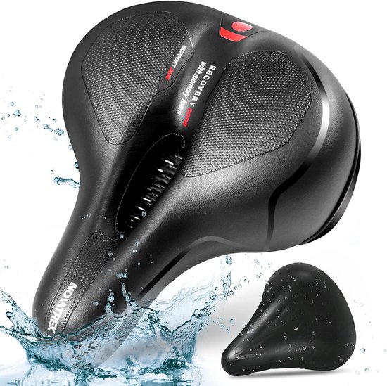 DDK Comfort Plus Fietszadel met traagschuim, drukontlastend en schokdempend, comfortabel, zacht gevoerd zadel voor heren en dames (Stad
