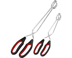 EXCITAT 2 pack - Schaartang - Metalen grilltang - Antislip - Hittebestendig - BBQ-tang - Houtskooltang - Voor in de keuken, koken, bakken, grillen, omdraaien en klemmen van voedsel