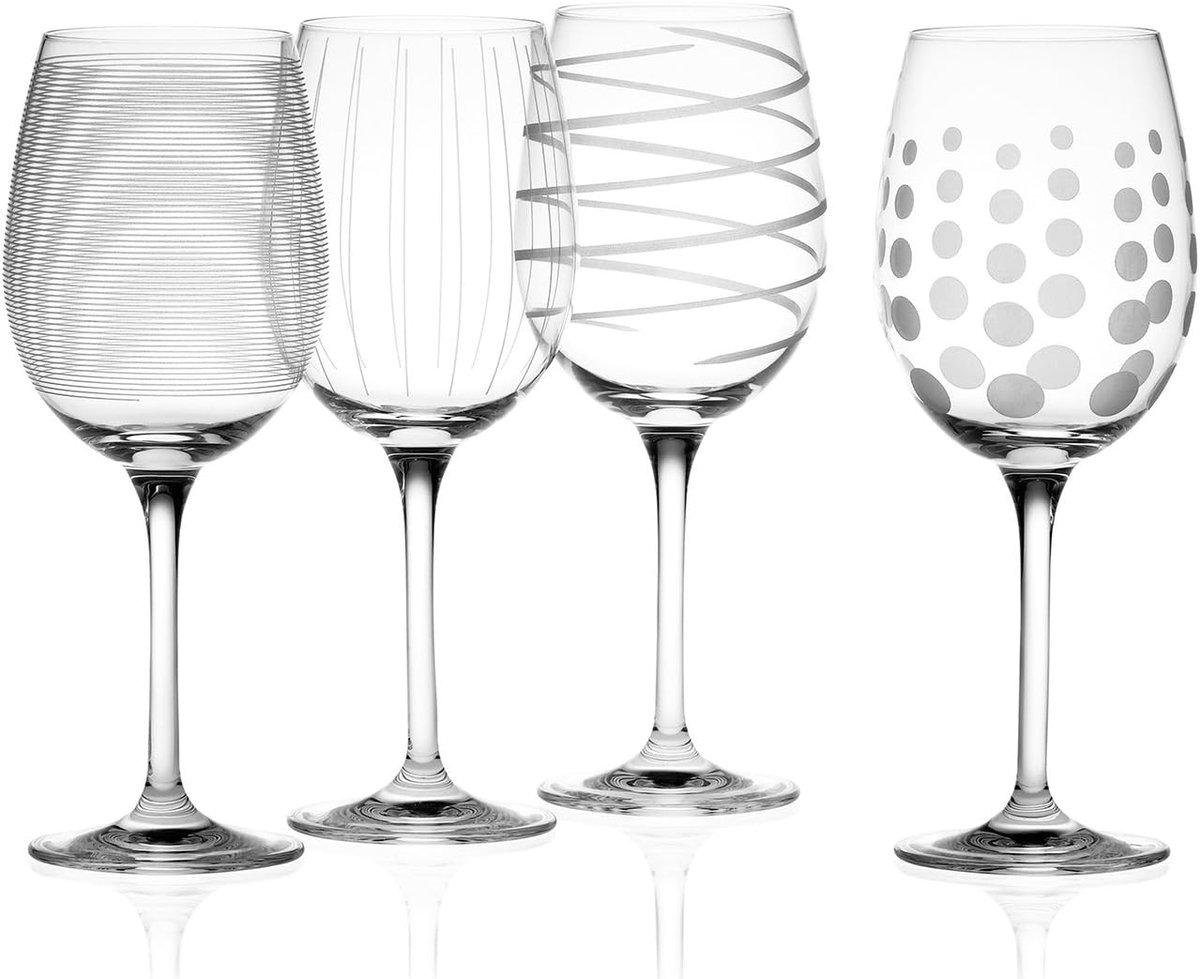 Set van 4 elegante kristallen wijnglazen - 450 ml, zilver
