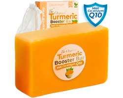 Destined® Q10 Turmeric soap - Collageen Booster Bar - Kurkuma zeep - Dark spot remover / Pigmentvlekken verwijderen - Anti Acne- Anti Littekens - Met CoQ10 Anti Rimpel & Celvernieuwing - Alternatief Kojic Acid zeep - 140g