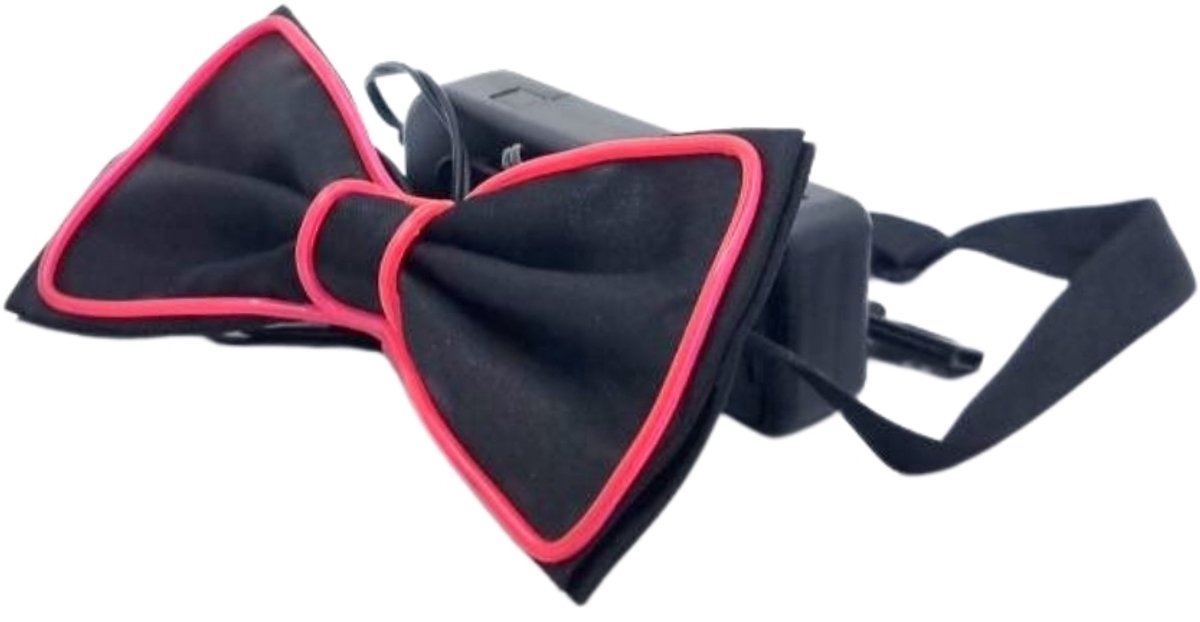 Doppler LED Bow Tie – Roze LED Party Vlinderdas voor Feesten, Bruiloften & Koningsdag – Zwarte Vlinderstrik / LED Strikje / Verkleedaccessoire