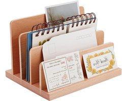 TheLau - Houten visitekaartjes standaard met 4 niveaus voor ansichtkaarten, brochures en beurzen