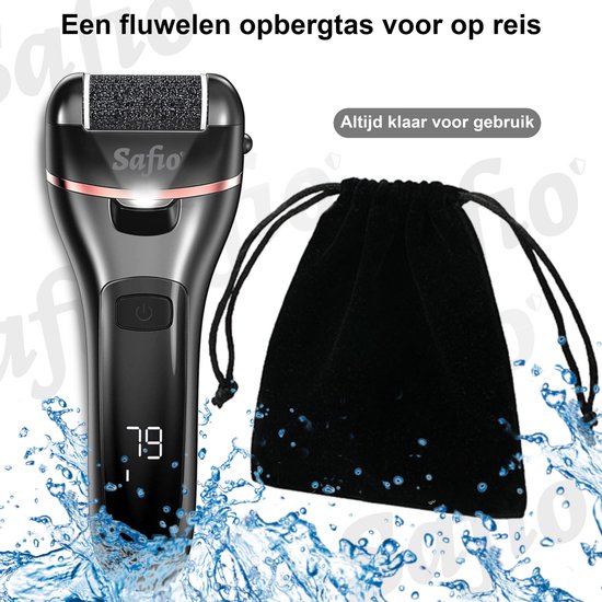 Elektrische eeltverwijderaar met een fluwelen opbergtas voor op reis, altijd klaar voor gebruik.