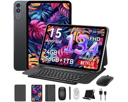 VekfulPC T60 Pro Tablet - 24GB RAM - 256GB ROM - 10000 mAh - 13.4 Inch FHD Tablet - Android 15 - SD 2TB - 5G WIFI - Grijs