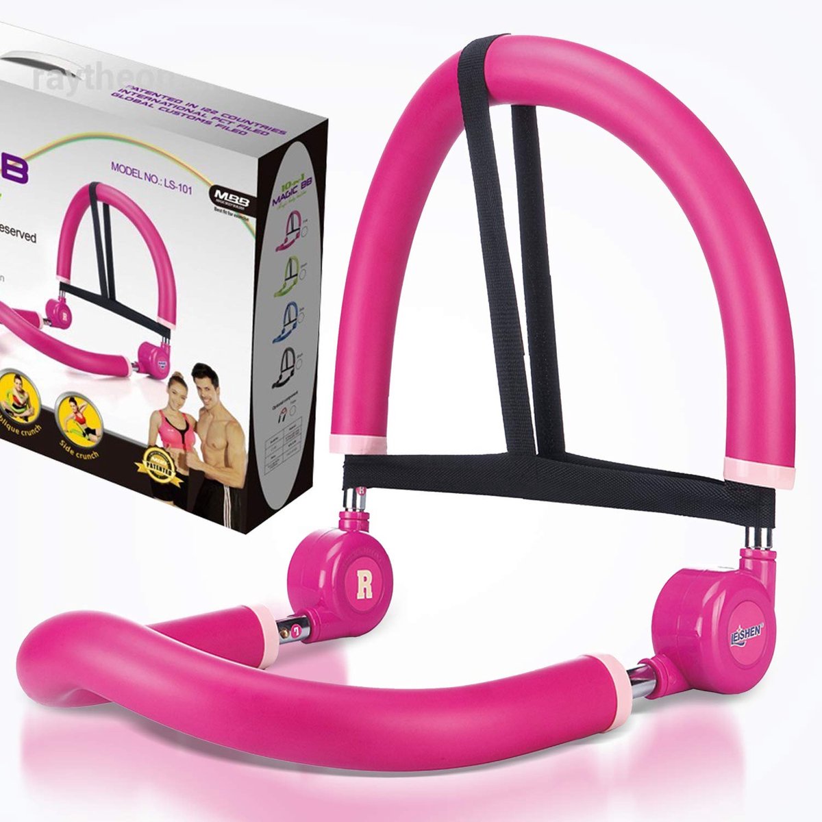 10-in-1 Buikspiertrainers - Verstelbare 3 Weerstandsniveaus Buiktrainer - Compacte Draagbare Ab Trainer - Thuis Gebruik voor Mannen en Vrouwen - Roosrood