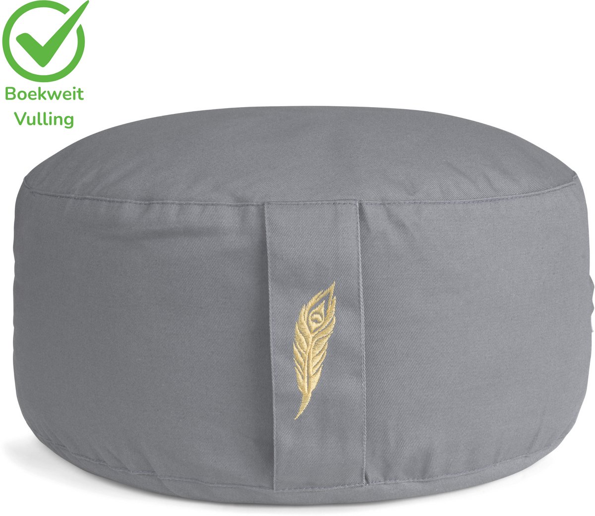 Bol.com MindBaas - Meditatiekussen - Eco - Rond - Grijs - Dubbel Gestikt - 15 x 33 cm (hoogte x diameter) - Yoga kussen - Yogaku... aanbieding