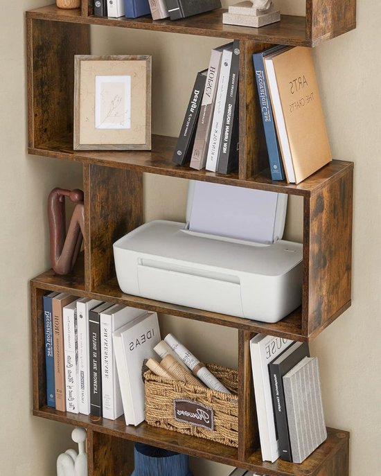 Hoppa! Boekenkast Vintage - Opbergkast - Rechthoekige Vakken - Kast Voor Boeken - Bruin - 70 x 24 x 159 (B x D x H)