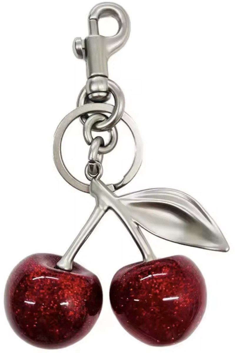 Borasi Kersen Sleutelhanger Zilverkleurig&Rood | Bag Charms | Tashanger | Dames Accessoires | Accessoires | Sleutelhanger | Dames Sieraden |