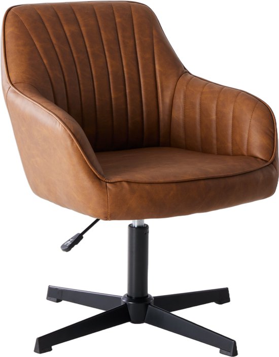 Ergonomische Bureaustoel - draaistoel, Kinderstoel, in hoogte verstelbare make-upstoel, werkkamer, Bureaustoelen voor Volwassenen tot 135kg - Office Chair, voor thuis, slaapkamer, kantoor, studeerkamer, make-up stoel (bruin)