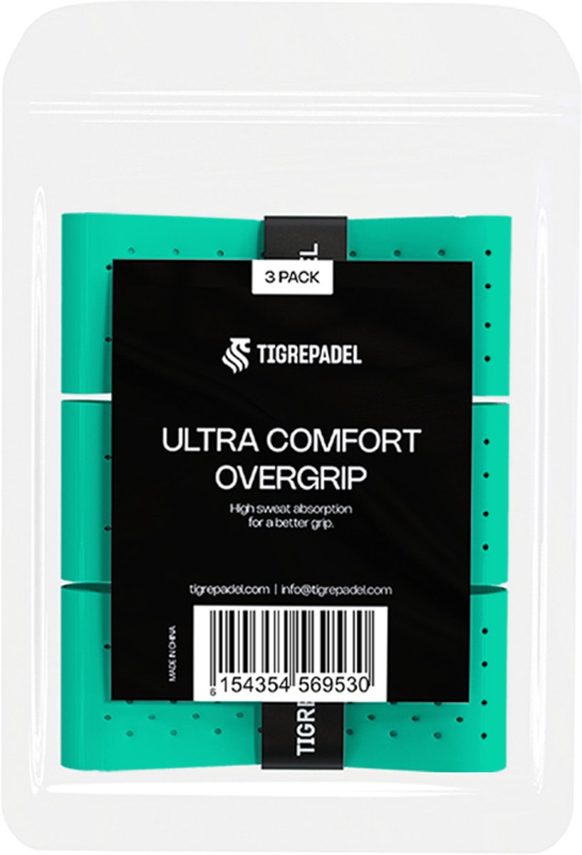 TigrePadel - Overgrip - Grip - Griptape - Ultra Comfort - Padel - Overgrip tennis - Overgrip padel - Turquoise - 3 stuks