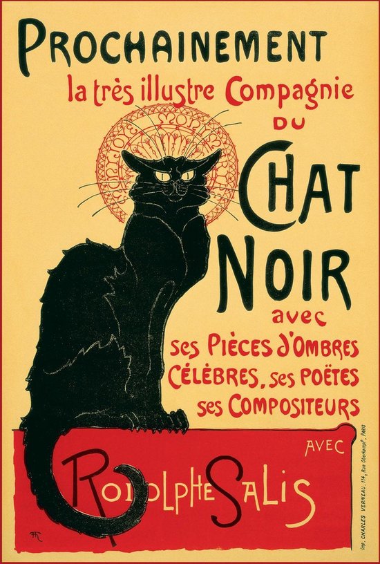 Le Chat Noir poster - De Zwarte Kat - reclame - Parijs - Cabaret - café - 61 x91.5 cm