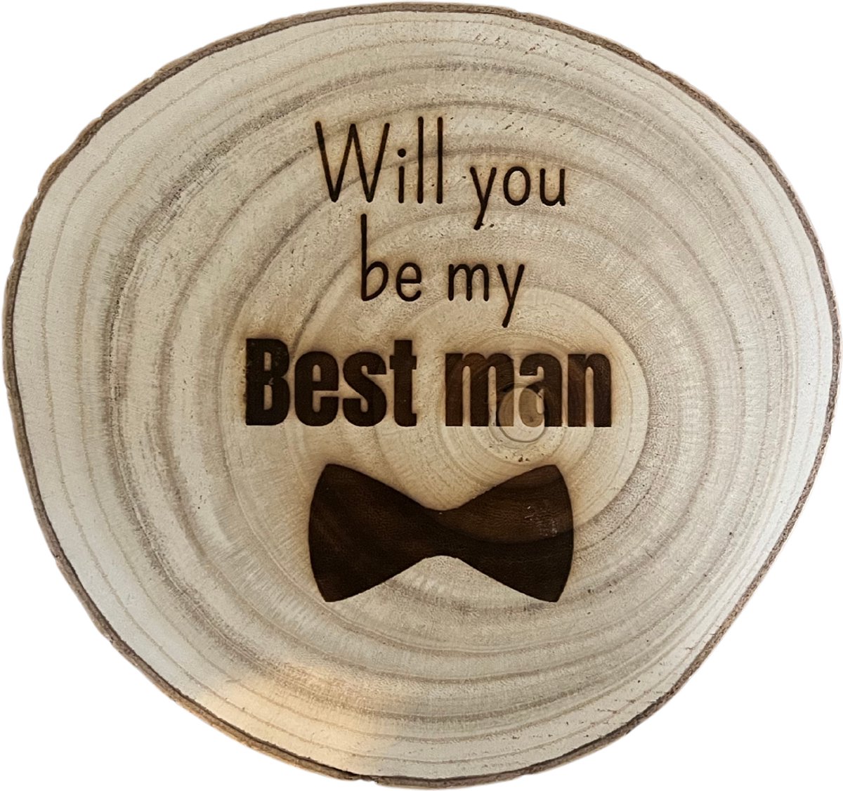Boomschijf “Will You Be My Best Man” – Houten Getuigenverzoek Cadeau Man