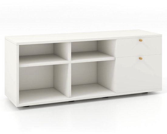 Hoekzuil badkamer - 2 open vakken en 2 deuren - verstelbare planken - Zwart Hoekzuil badkamer - 2 open vakken en 2 deuren - verstelbare planken - Zwart