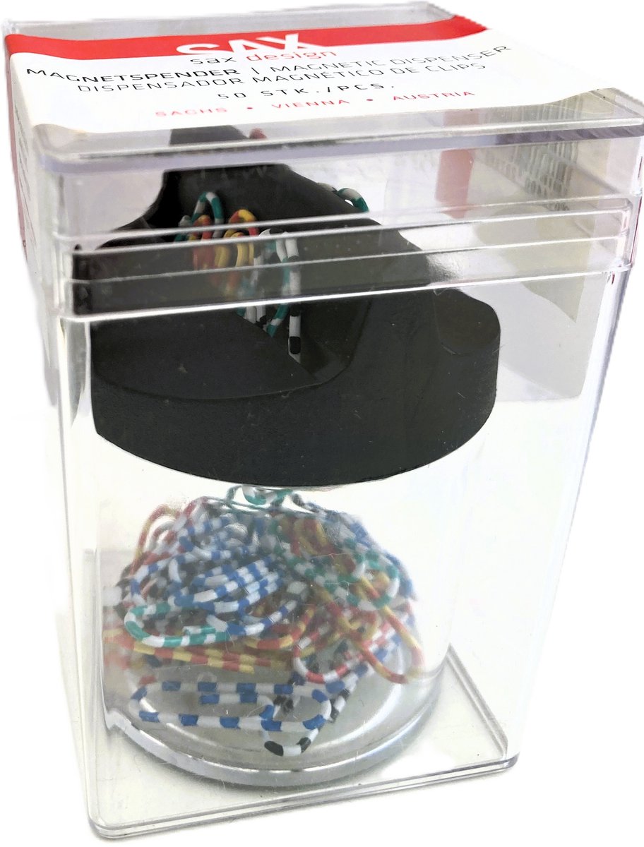 Sax - magnetische dispenser voor paperclips - inclusief 50 design paperclips