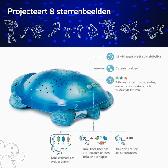 Kalmerend nachtlampje met sterrenprojector voor kinderen, 3 kleuren en 8 sterrenbeelden, automatische uitschakeling — afbeelding 5