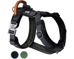 Jake and Jacky Hondentuigje Hond Medium - Anti-Trek Tuig - Y Tuig Hond - Hondenharnas - Zwart - Maat M