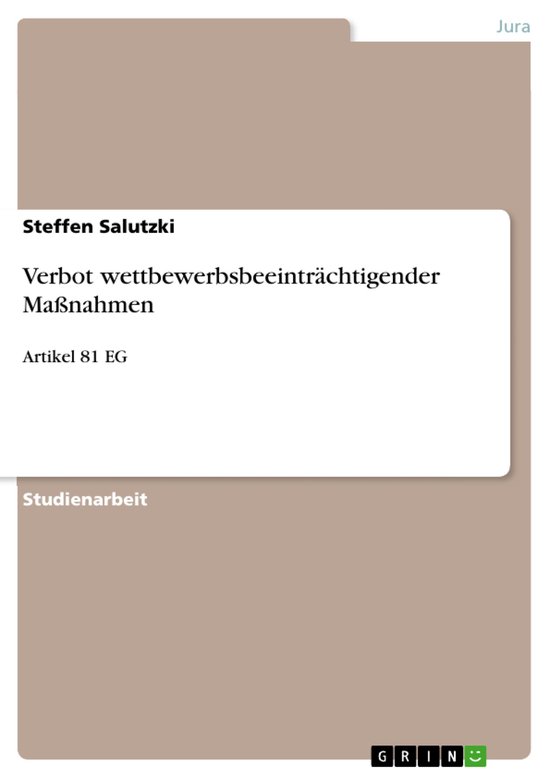 Verbot Wettbewerbsbeeintr�Chtigender Ma�Nahmen - cover