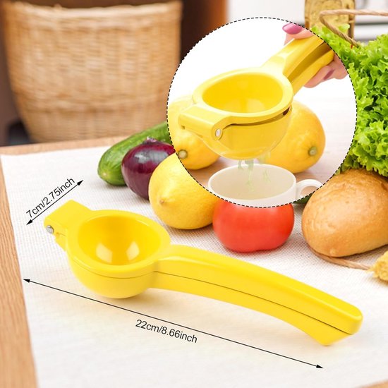EXCITAT Citruspers - Handmatige citruspers met hendel - Metalen citruspers - Diameter 7 cm - Handmatige sinaasappelpers - Geschikt voor keukens, bars en restaurants - Geel van Merkloos — afbeelding 2