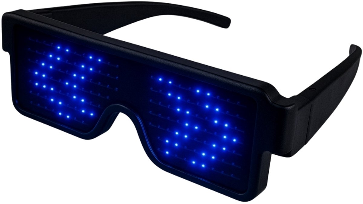 Doppler PRO LED Partybril – Blauw - Oplaadbaar - Draadloze, Feestbril - Techno Party Glasses - Men & Women - Lichtgevende Bril - Bril met LED verlichting - Bril met Licht - Perfect voor Feesten & Bruiloften & Koningsdag