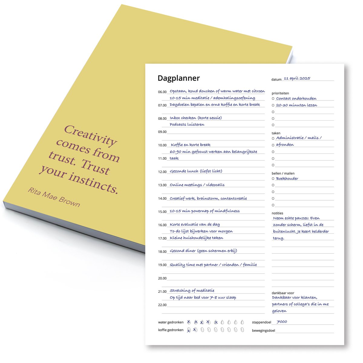 Dagplanner Geel – 50 Pagina’s – Planner voor Focus & Productiviteit – A5 Formaat