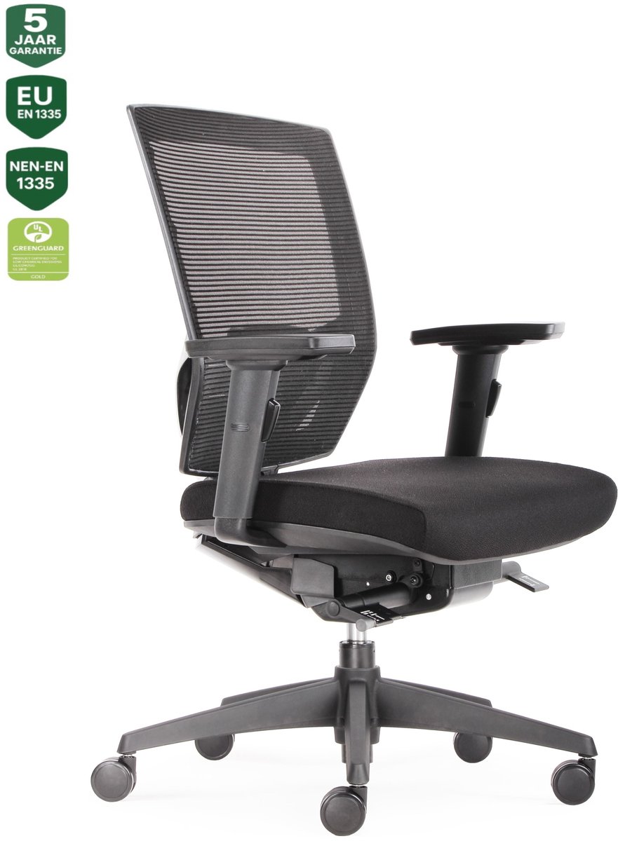 BENS 807-Synchro-3 Zwart - Luxe Ergonomische Bureaustoel -