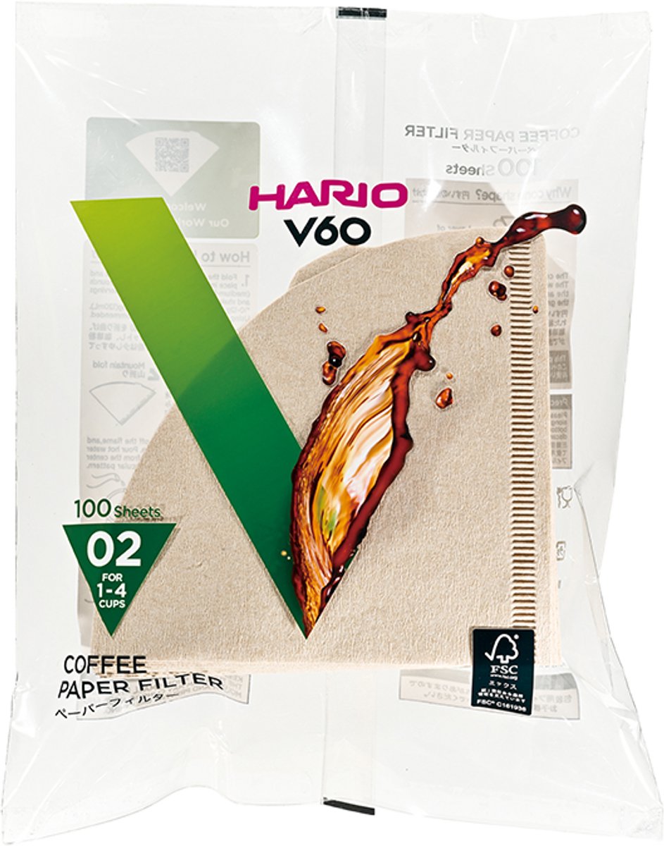 HARIO V60 Filterpapier - 02 Size - 100 stuks - Bruin