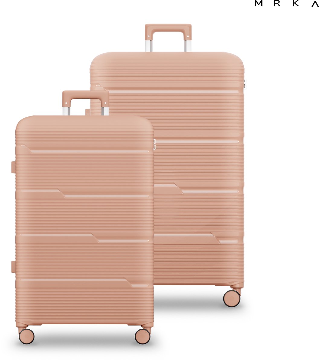 MRKA® Milano - Reiskoffer duoset - 2-delig Kofferset (S + M) - Roze - Kofferset - Koffersets - Koffers - Reisbagage - Valies - Lichtgewicht - Polypropyleen Koffer - TSA Slot - Cijferslot - 360° Wielen - Koffers Met Wielen - 35 Liter en 60 Liter