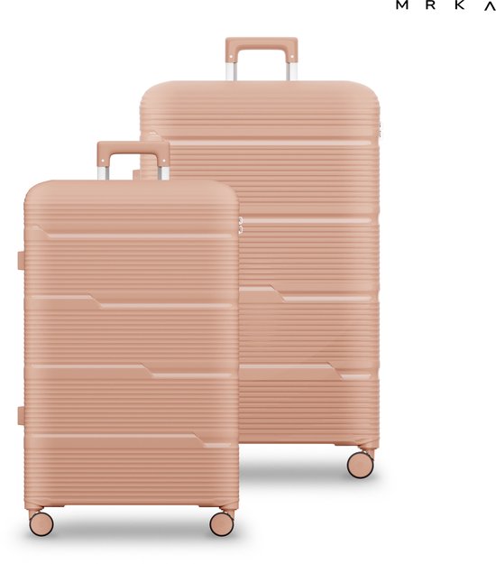 MRKA® Milano - Reiskoffer duoset - 2-delig Kofferset (S + M) - Roze - Kofferset - Koffersets - Koffers - Reisbagage - Valies - Lichtgewicht - Polypropyleen Koffer - TSA Slot - Cijferslot - 360° Wielen - Koffers Met Wielen - 35 Liter en 60 Liter