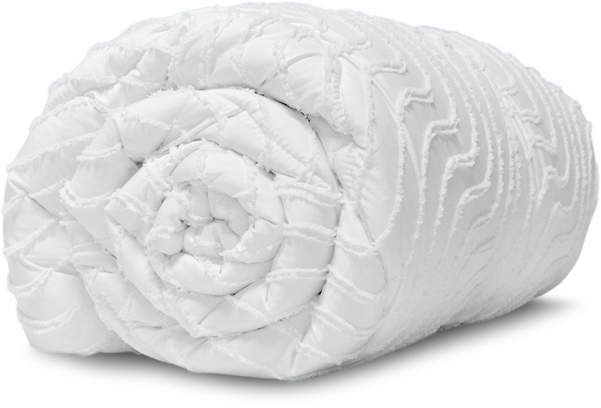 Tufted Waves All in One Wasbaar Dekbed zonder overtrek 200x200 - Dekbed zonder overtrek - Hoesloos dekbed - Eazy dekbed - Gekleurd dekbed - All Year Winterdekbed & Zomerdekbed - Tweepersoons Dekbed - White - Dekbedden