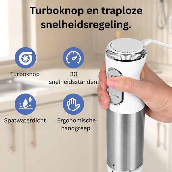 Staafmixer Set - Hakmolen - Groentesnijder - Soepmaker - Wit van Merkloos — afbeelding 5