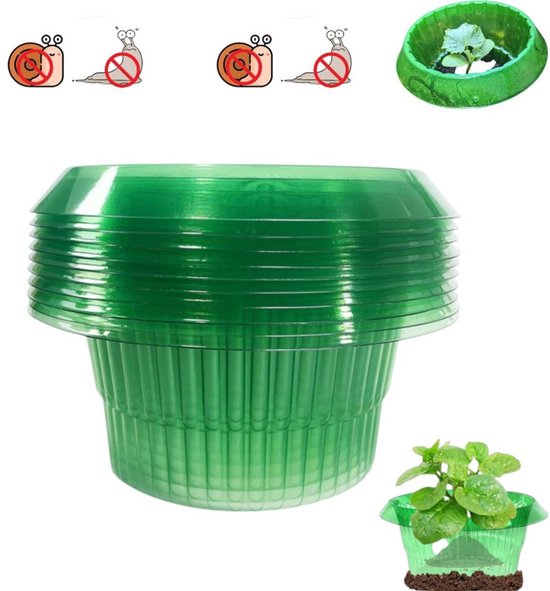 10 stuks - Slakkenbescherming Tuin - Slakkenring - Slakkenkraag - Rond Verdikt - Beschermhoes - Groen Transparant - Slakkenkraag - Plantageslakkenkraag - Bescherm planten tegen slakken en naaktslakken