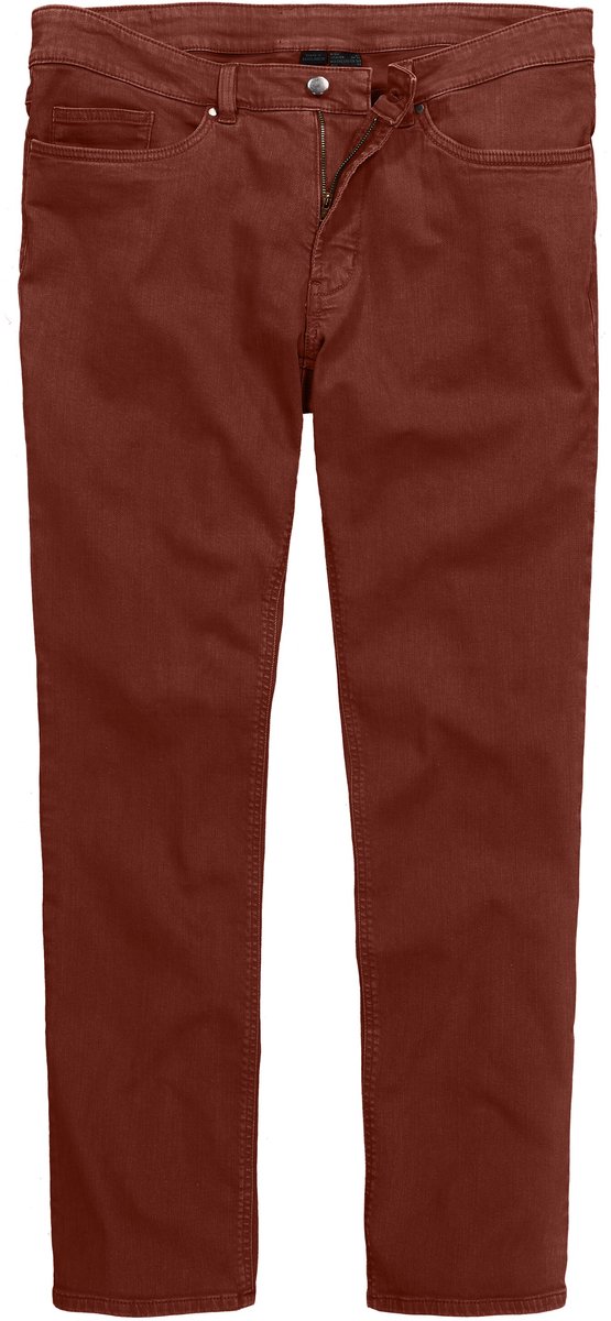 Men Plus - Heren - Colorjeans denim Buik-Fit Regular Fit 5-pocket - Roest bruin - Maat 52