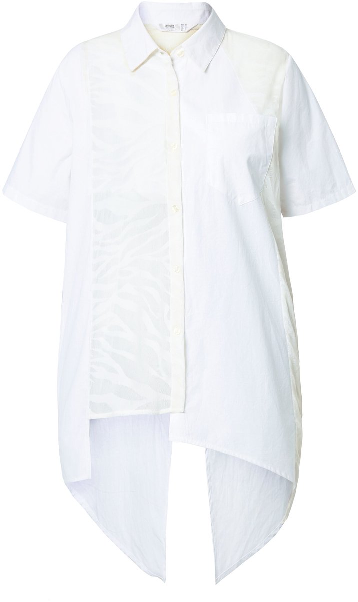 Angel of Style - Dames - Blouse A-lijn inzetstukken van kant asymmetrische zoom - Sneeuwwit - Maat 50