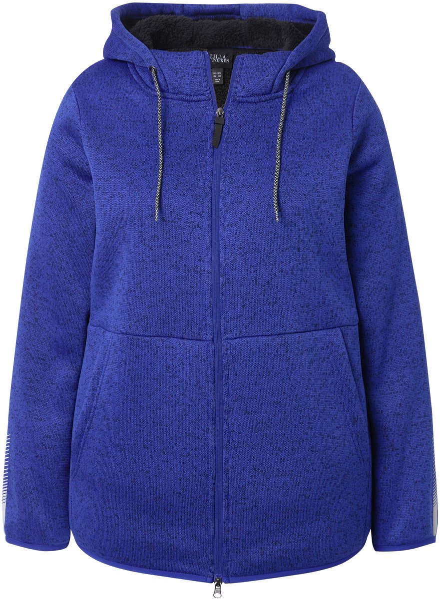 Ulla Popken - Dames - Jasje van gebreid fleece teddyfleece tweerichtingsrits - Capriblauw - Maat 42+